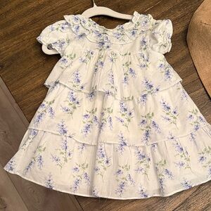 Janie and Jack Floral Tiered Dress - White and Lavender